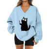 Women's V-neck Dropped Shoulder Halloween Print Sports Sweatshirt Top