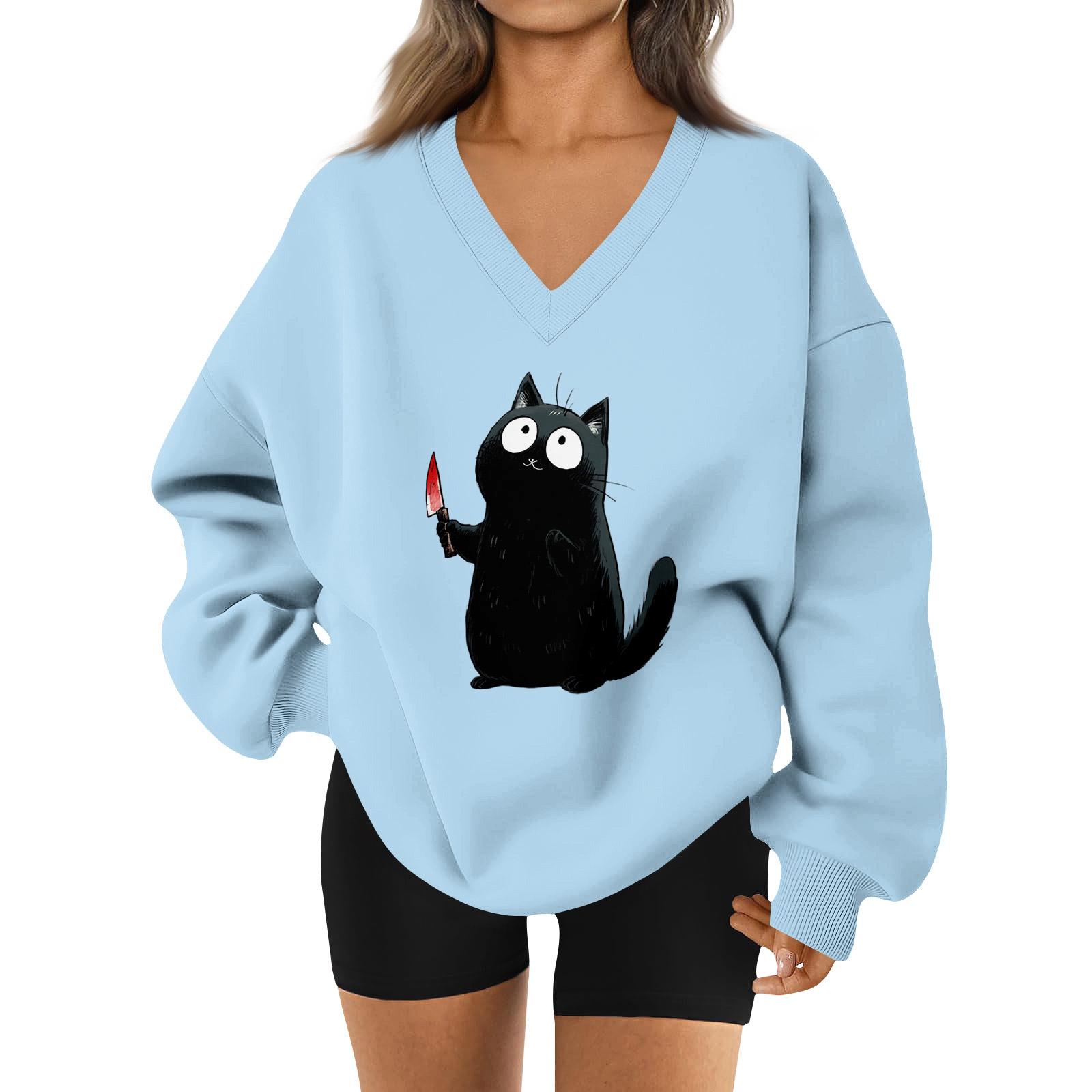 

Женский спортивный свитшот с V-образным вырезом, приспущенным плечом и принтом на Хэллоуин L