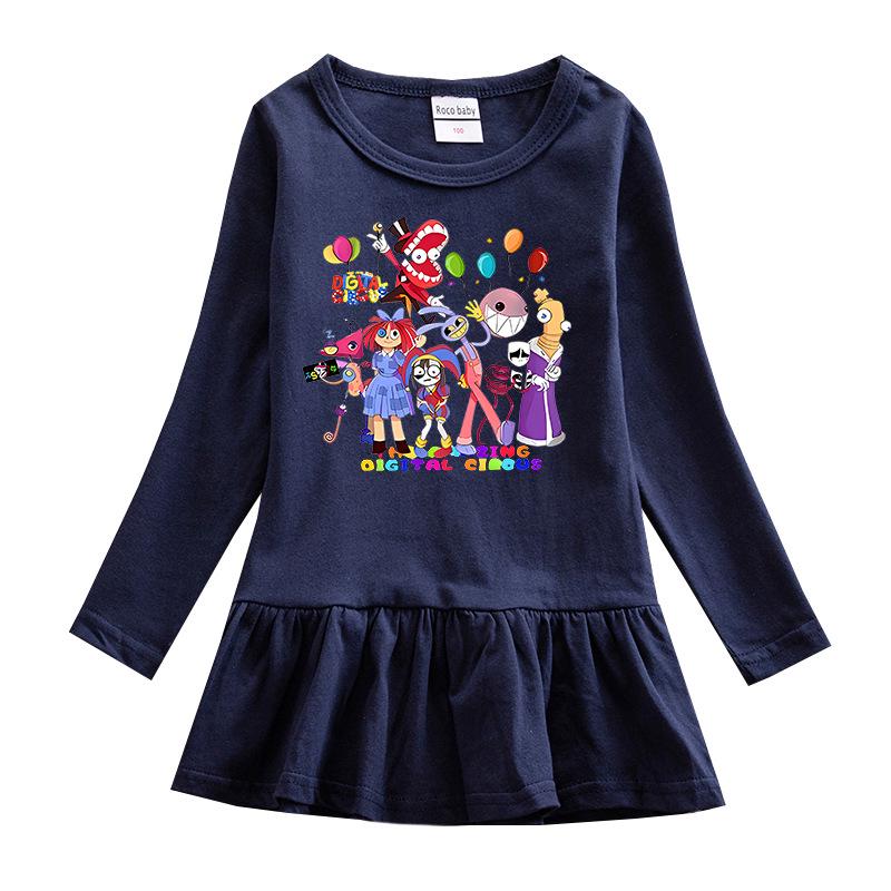 Korean Style Girls' Cartoon Long Sleeve Princess Dress - Mesh Skirt (Spring & Autumn 2026)