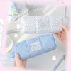 Multi-functional Polka Dot Pen Bag Zipper Hand-held Student Pencil Case Large Capacity Cosmetic Pouch Students Supplies