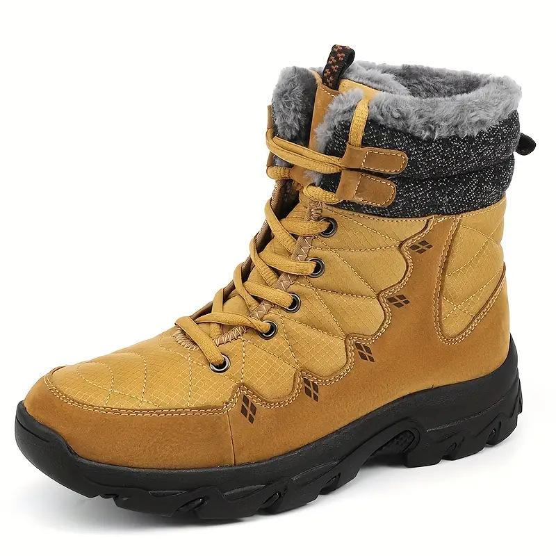 2024 Men's High Top Winter Snow Boots with Thick Sole and Plush Velvet, Large Size Casual Outdoor Footwear.