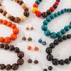 Bohemian etniczny wielokolorowy przesadzony długi naszyjnik z drewnianymi koralikami zestaw - latynoamerykański zestaw biżuterii