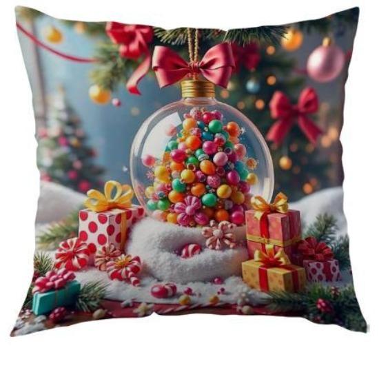 

Рождественская наволочка Праздничное украшение Стиль масляной живописи Реалистичная наволочка для диванной подушки Подушка для спальни 45*45cm