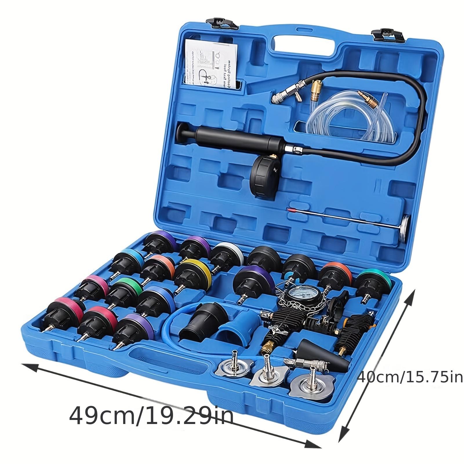 28pcs Radiator Pressure Tester Kit, Professional Cooling System Diagnostic Tool, Auto Radiator Leak Detection & Coolant Filling синий