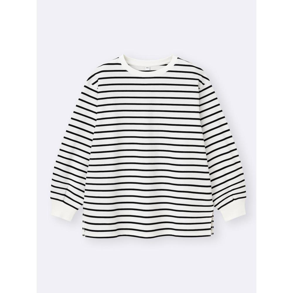 Gu By Uniqlo LighT SweaT Border Oversized T shirT  Long Sleeve 