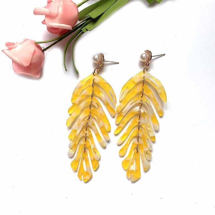 Pinkdudu Vintage Bohemian Leaf Stud Earrings Simple Tassel Dangles Minimalist Design for Women PD431