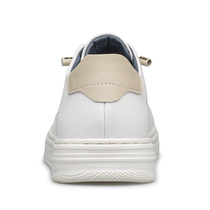 Autumn Men's Round Head Board Shoes Cowhide Surface Breathable Small Holes New Light Casual White Shoes Low Top Sports Men's Shoes