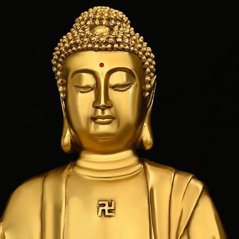 Miedziany Budda Siakjamuni siedzący na kwiatach lotosu, przynoszący szczęście Wystrój domu