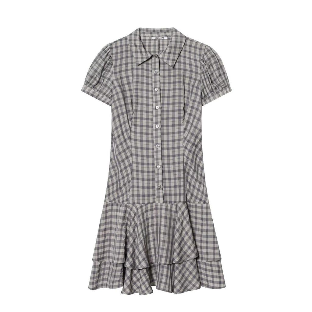 2025 Herbst/Winter Damen kariertes Lagenkleid - Akademischer Stil