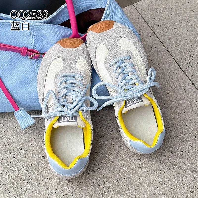 Leather German training shoes spring and autumn new flat bottom light Forrest Gump shoes