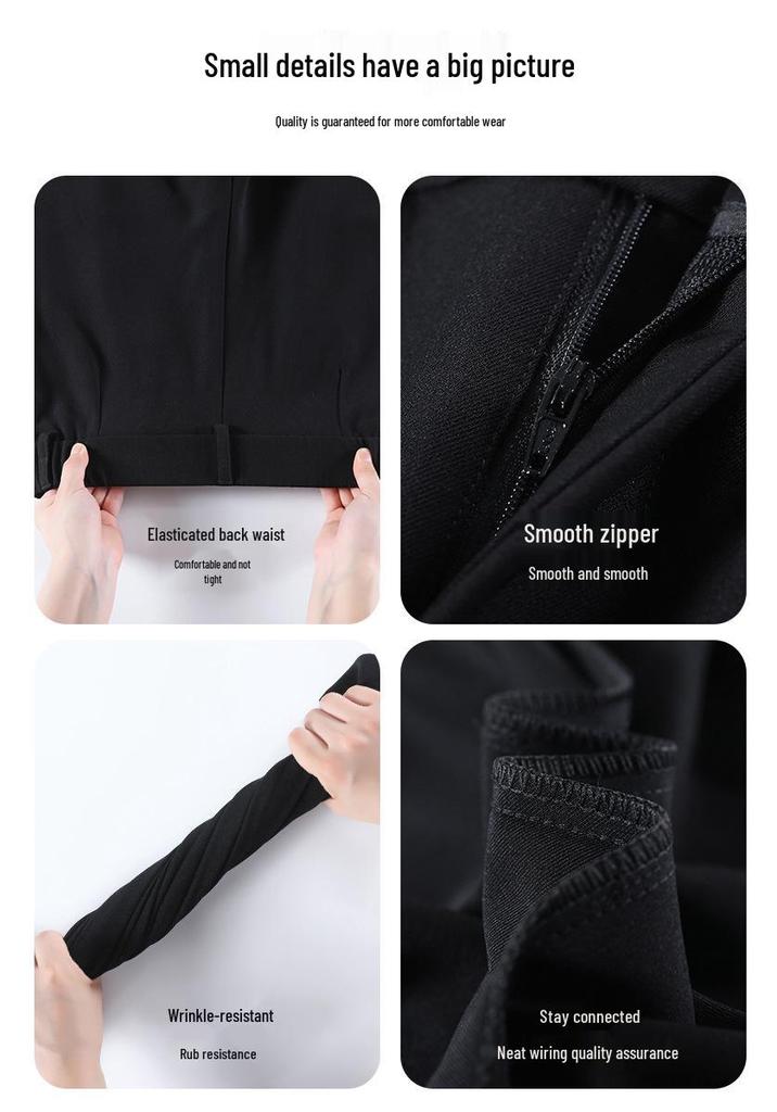 Women's High-Waisted Wide-Leg Drapey Trousers - Plus Size, Korean Style, Slimming, Floor-Length, Suited for Spring and Autumn.