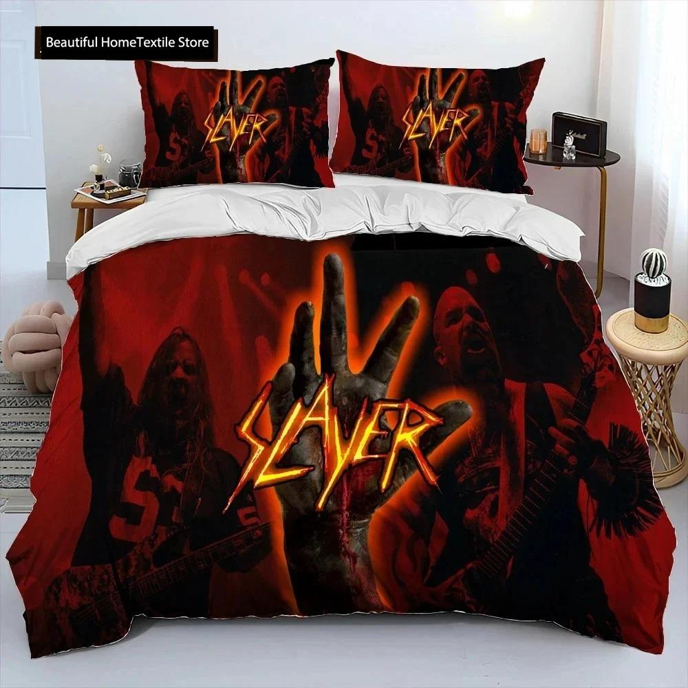 Slayer Heavy Metal Band Music Comforter Bedding SetDuvet Cover Bed Set Quilt Cover PillowcaseKing Queen Size Bedding Set Gift