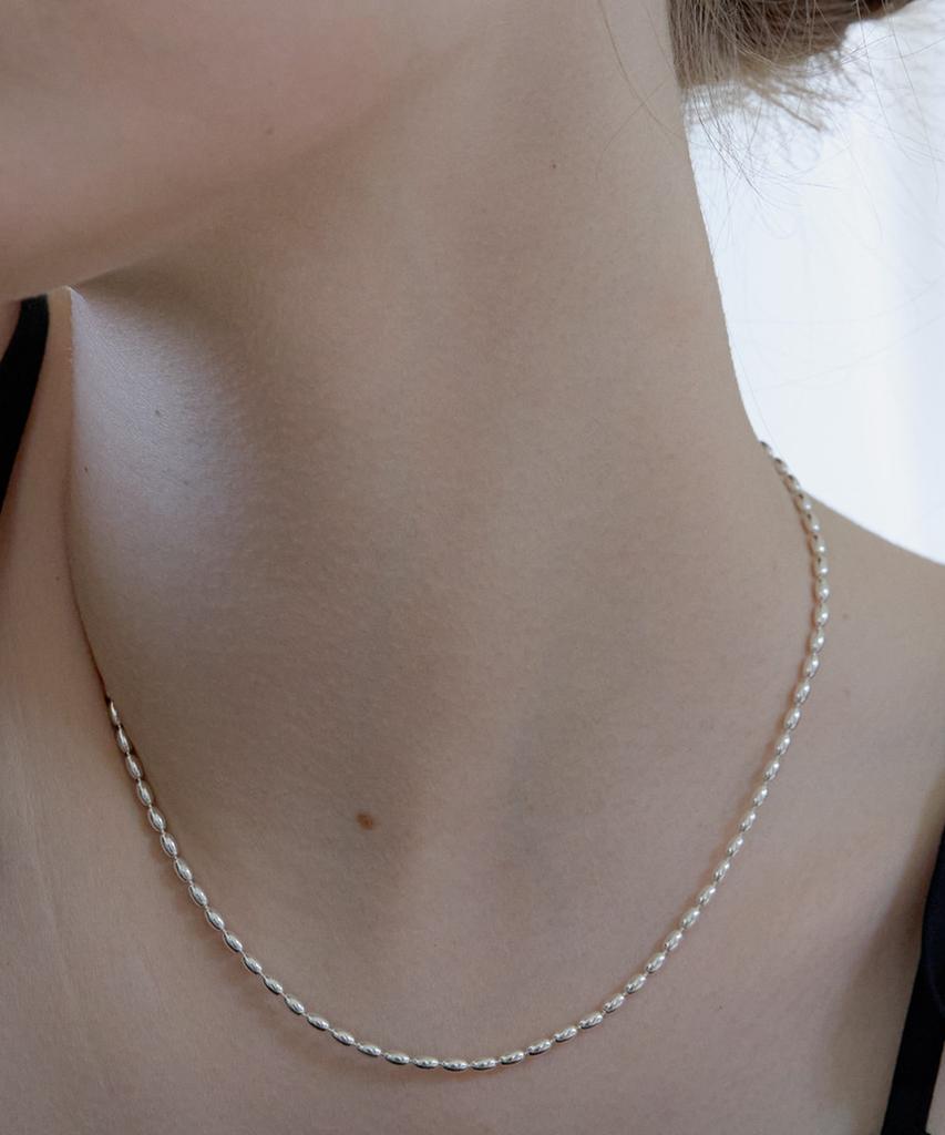 Alleun Silver 925 Rice Grain Glow Silver Ball Chain Necklace