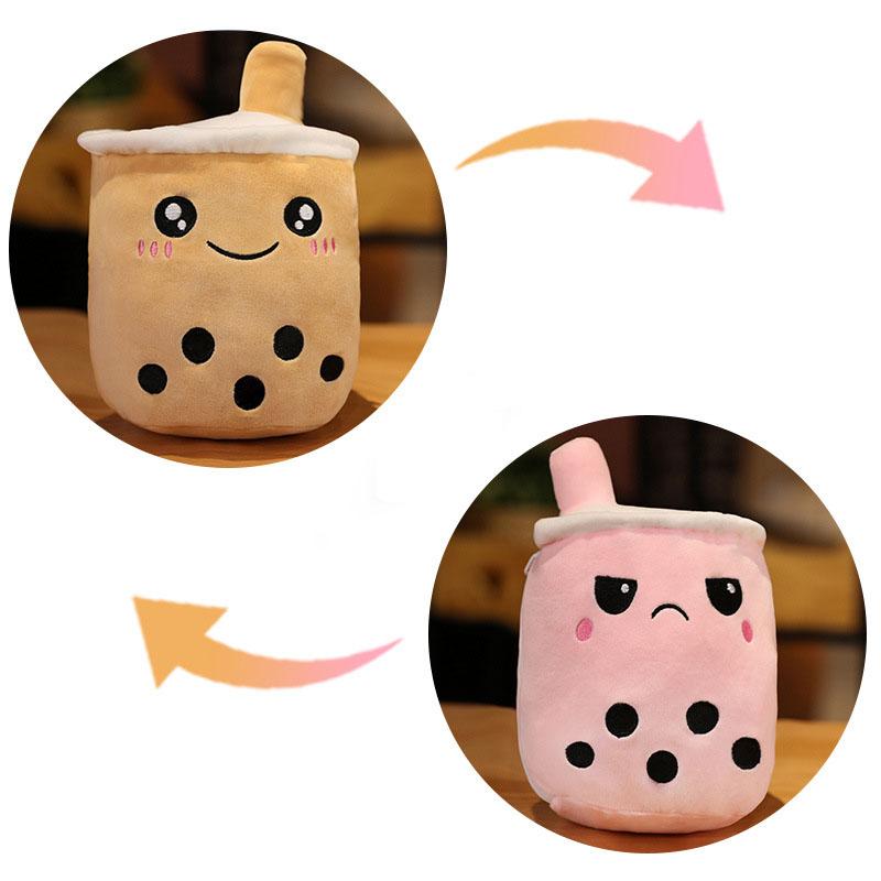Reversible Secret Pouch Boba Plushie Bubble Tea Milk Plush Doll Soft Toy Stuffed