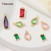 DIY Pendant Necklace Making Accessories 14K Gold Plated Brass Zircon Geometric Charms For Women Jewelry Making Supplies