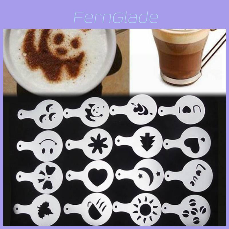 Odolná sada plastových šablon na kávu, 16 kusů, moderní jednoduchý design pro latte art