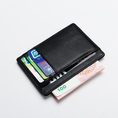 Cartera de cuero real con bloqueo Rfid para tarjetas de crédito, tarjetero minimalista para hombre