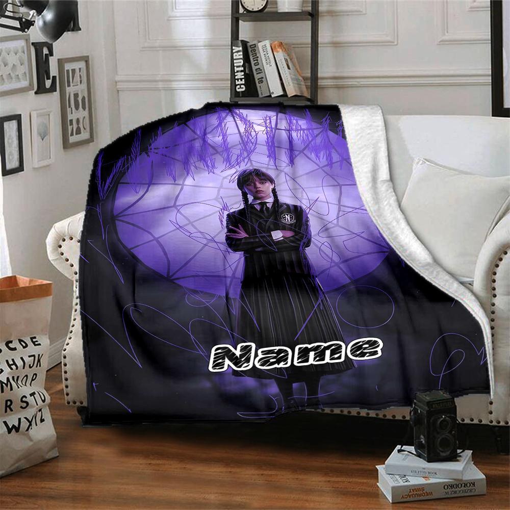 Custom 1pc Wednesday's Dark Adventure Blanket, Soft And Comfortable Blanket, Casual Warm, Camping Travel Blanket, Birthday Gift Q912196