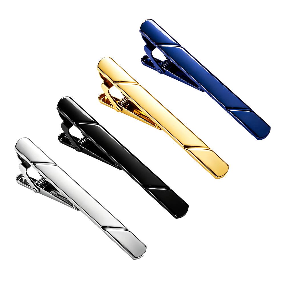 Men's Striped Electrophoretic Copper Tie Clip for Business Attire