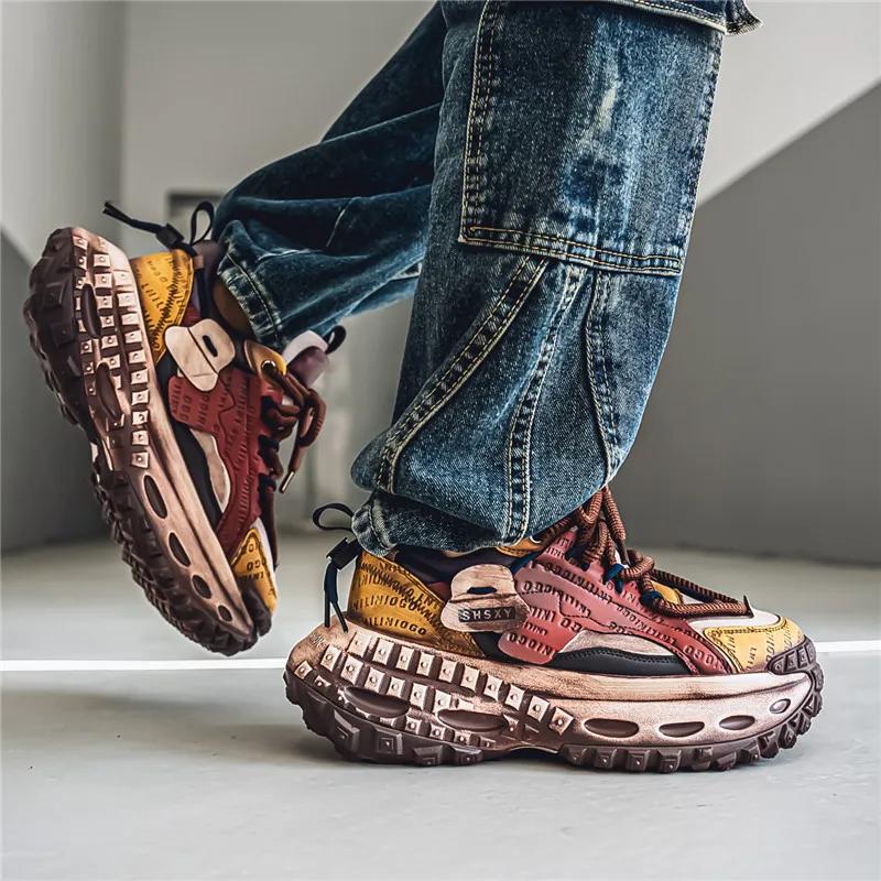 Mens Casual Sport Shoes Four Seasons Thick Sole Sneaker Breathable Comfortable Upper Non-slip Wear-resistant Soles Original Shoe