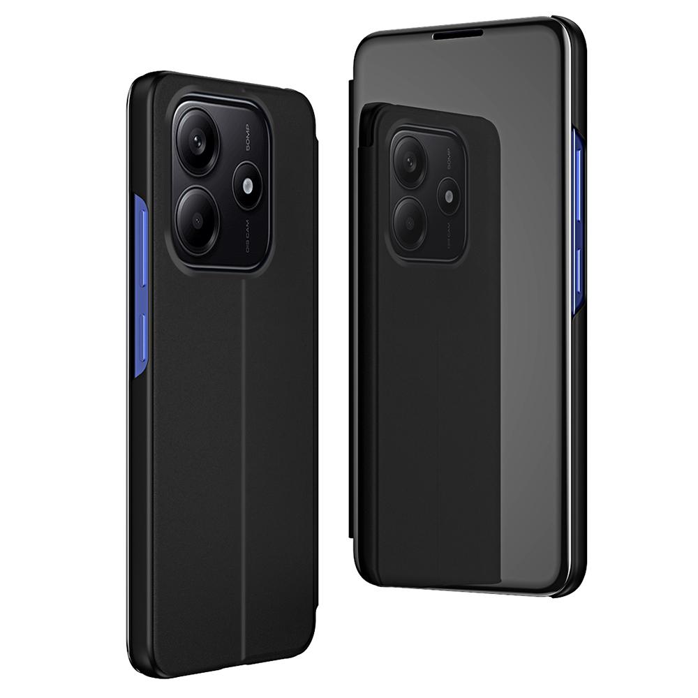 

Для Xiaomi Redmi Note 14 4G (163,25x76,55x8,16 мм) Чохол-книжка зі шкіри з віконцем для перегляду та підставкою Black