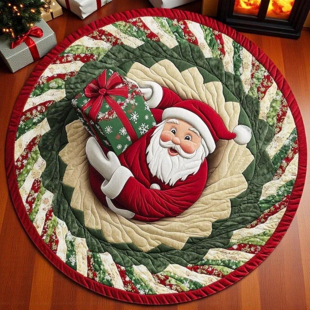 60*60cm Christmas Round Carpet 3D Special-shaped Bedroom Door Mat Santa Claus Floor Mat  Home Decor
