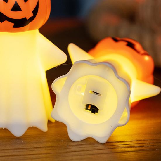 Halloween Pumpkin Ghost Night Light Battery Operated Ghost Lamp with Pumpkin Head Decorative Bedside Lamp for Home Dorm Decor