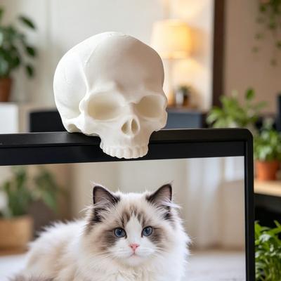 Skull Decoration Snap-On Monitor Clip 3D Printed Miniature Skull Figurine for Computer TV Screen Edge Unique Gothic Style Desktop Ornament Home Office