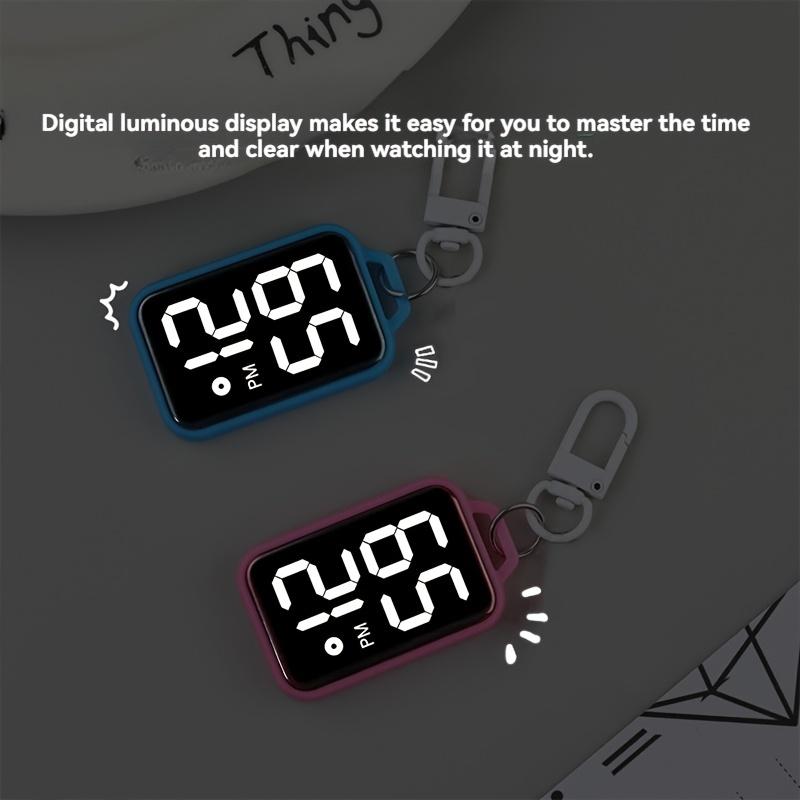 LED Keychain Pocket Watch Digital Electronic Watch Keychain Luminous Function Hanging Watch Touch Display Digital Pendant Watch