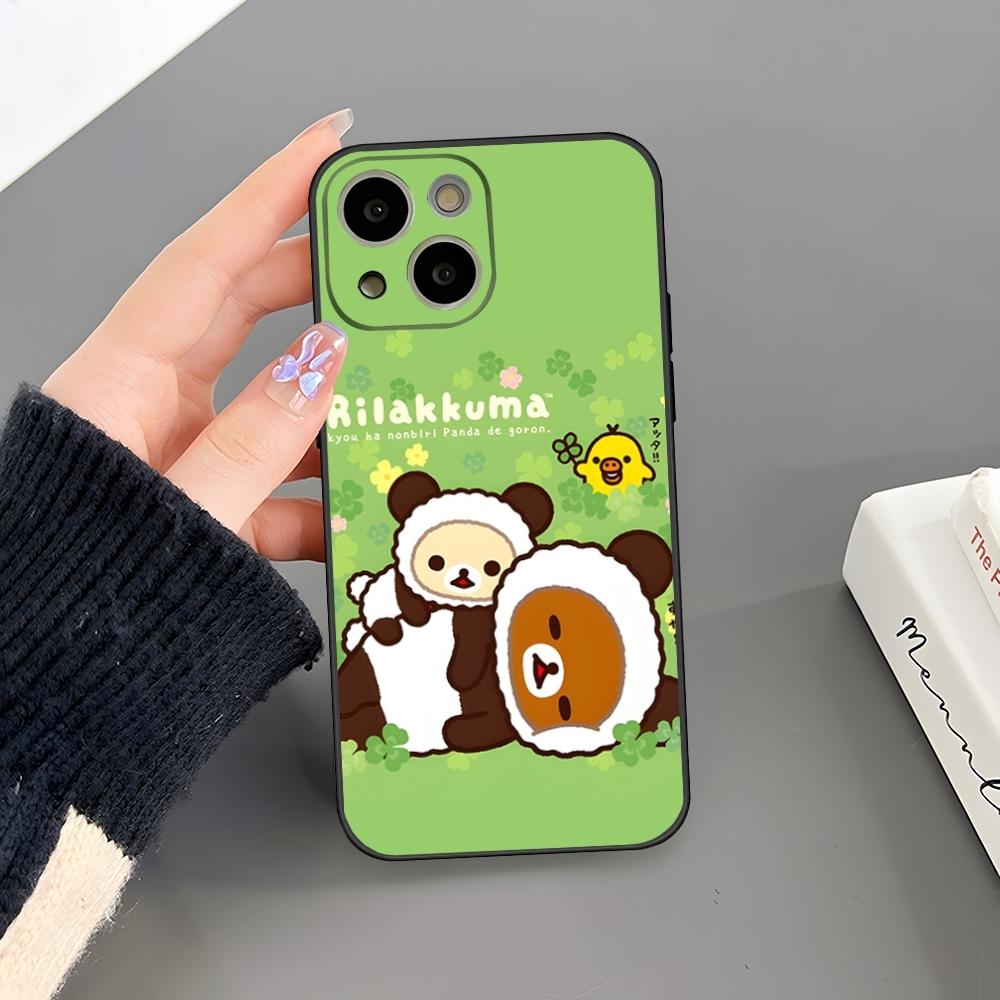 Cute Rilakkuma Bear Phone Case For Iphone 16 Plus 15 14 Pro Max 13 Mini 11 12 Xr X Xs 6 7 8 SE Plus Back Cover