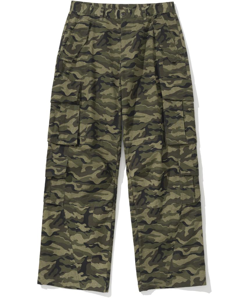 Notponerd Ripstop Multi Pocket Semi Wide Pants - Camo Khaki