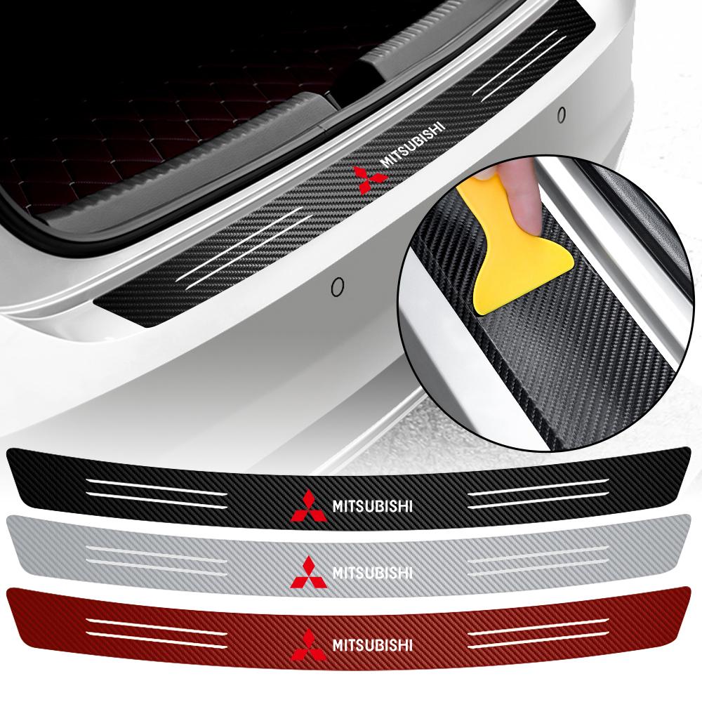 1 Stück Kohlefaser Auto Logo Hinterer Stoßfänger Kofferraum Schutzaufkleber Für Mitsubishi Space Star Lancer 9 Outlander Xl Eclipse Cross Asx