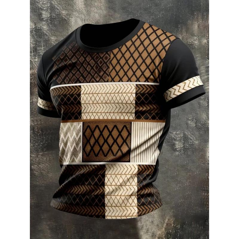 New 3D Digital Print Fashion Casual Trendy Men s Slim Fit Short Sleeve T-Shirt XS