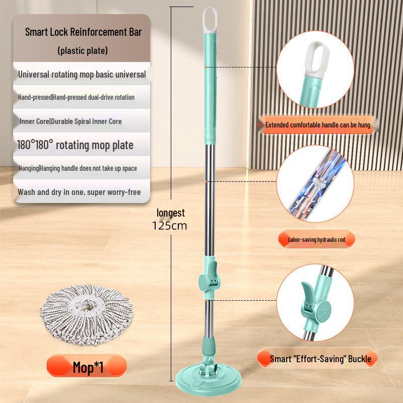 Spin Mop 2025: Dual Wet/Dry Self-Wringing Bucket System, Hands-Free Cleaning Solution