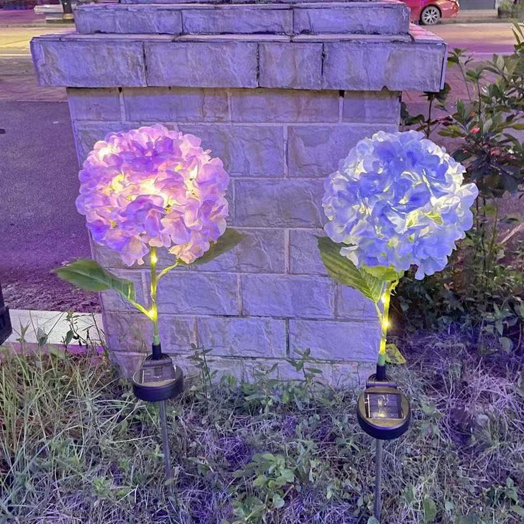 Solar Garden Lights, LED Stake Lamp, Villa Decorative Hydrangea Flower Lights, Creative Outdoor Lighting