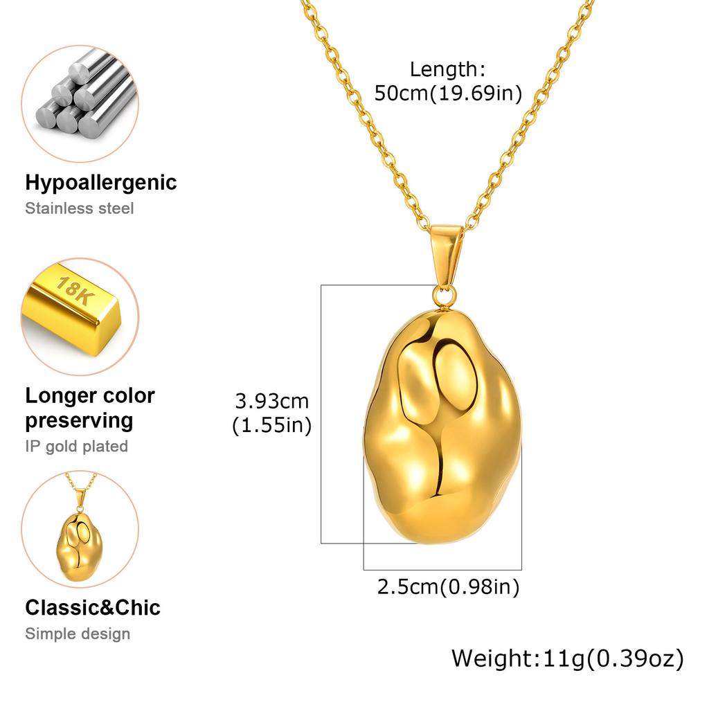 Vnox Stainless Steel 3D Irregular Ball Pendant Simple Smooth Women Necklace And Earring Set Jewelry Accessories Party Gift