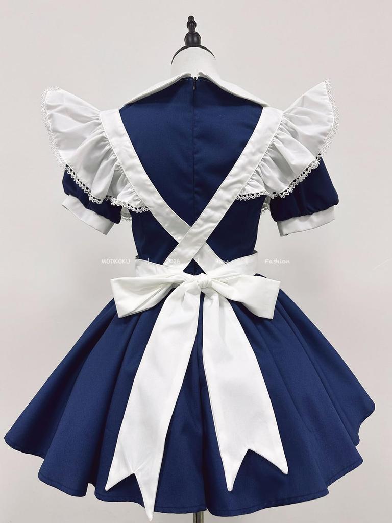 MODKOKU Maid Outfit Set Lolita Subculture Y2K Mini Dress Clothing Uniform JK Gothic Lolita Frills Ribbons Cosplay Maid Outfit Lolita Costume Idol Outf