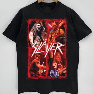 Pánské tričko s krátkým rukávem, černé, s motivem kapely Slayer, velikosti S-2XL, unisex