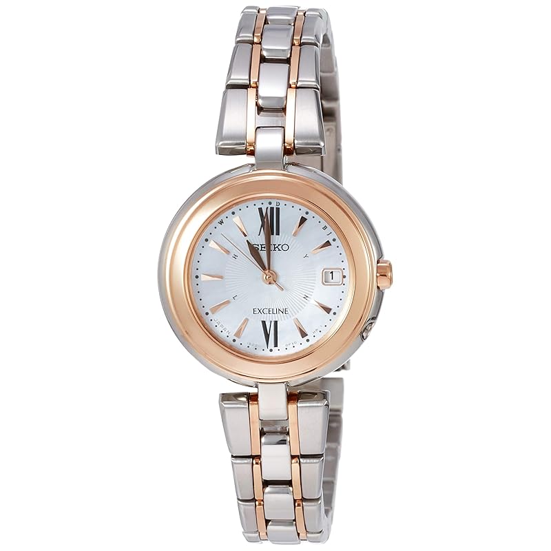

[Seiko Watch] watch Excelline solar radio waves titanium model white pearl dial SWCW134 ladies silver