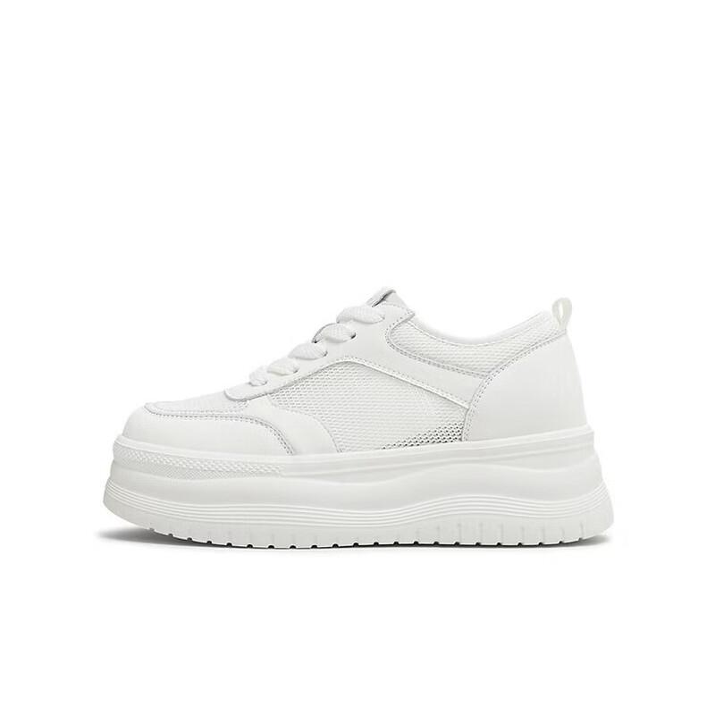 Tianmeiyi Women s Casual Lace-Up White Shoes 34