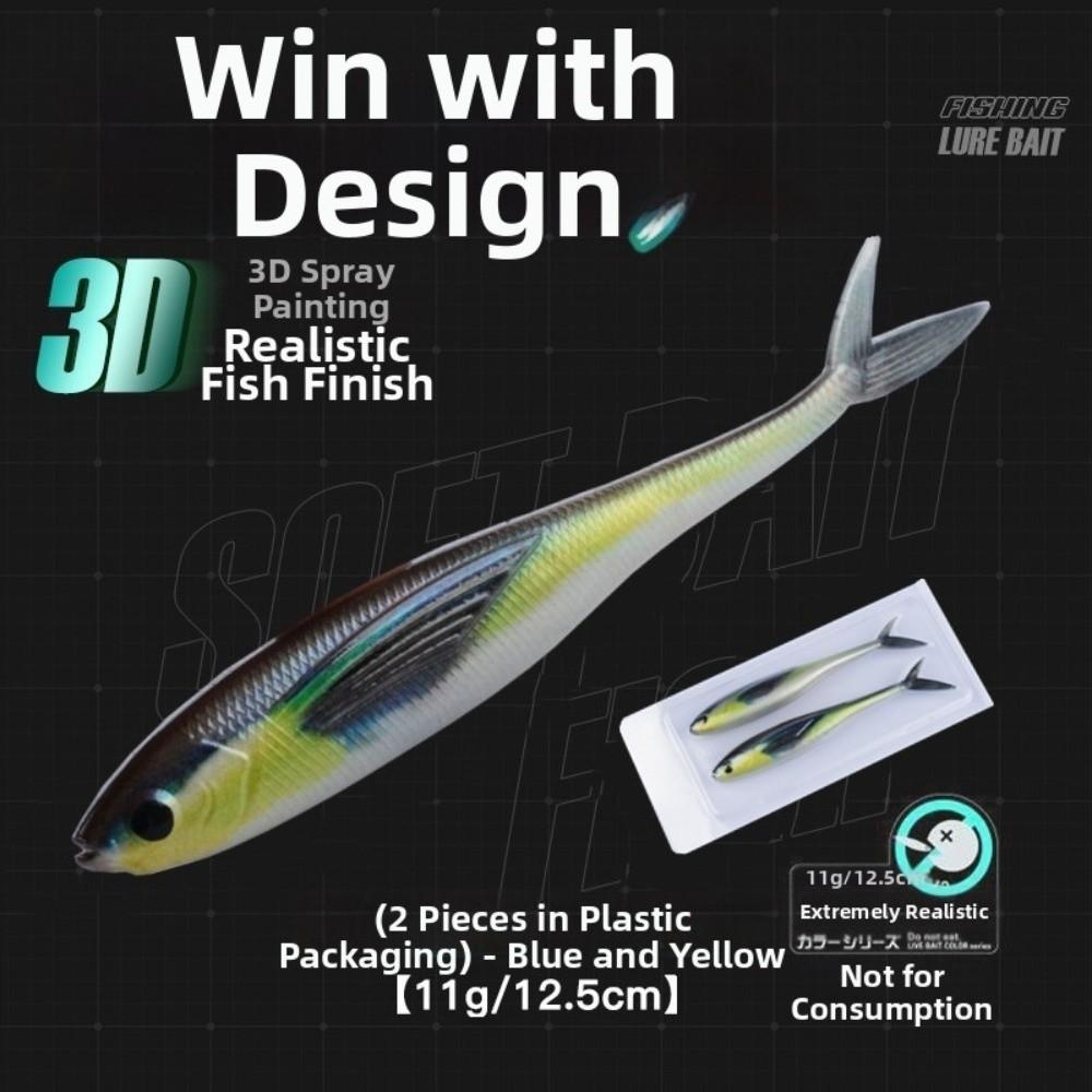 3D Design Soft Fishing Lure 11g Weight Scissor Tail Bait Live Painting Fishing Lure Sea Fishing