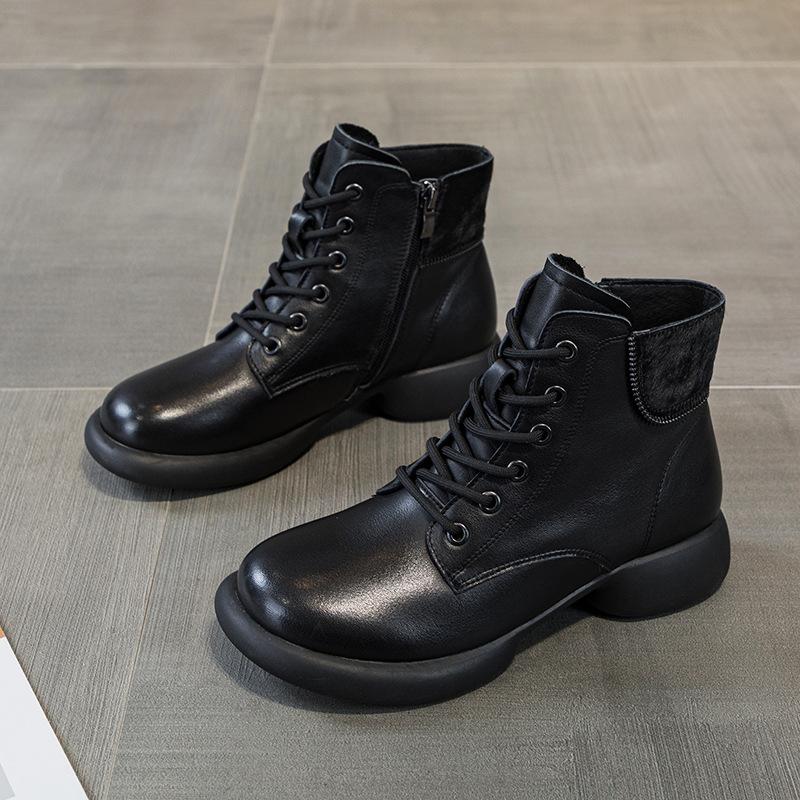 [Horse Hair] First-layer Cowhide Martin Boots Women's 2025 Autumn and Winter New Leather Retro Short Women's Leather Boots