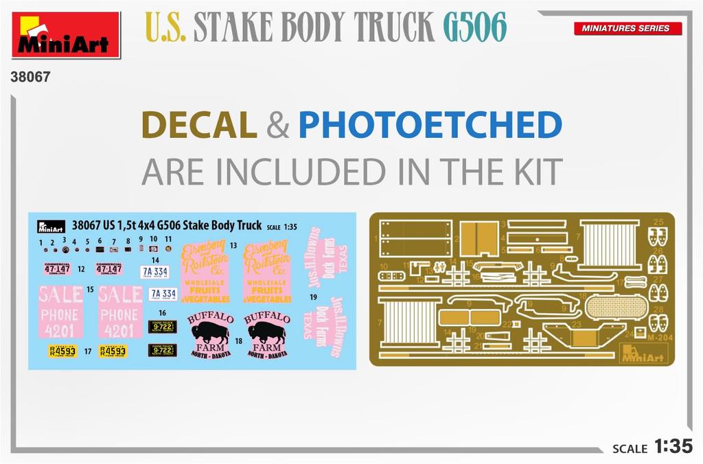Miniart Scale American Stakebody Truck G506 Plastic Model MA38067 1/35
