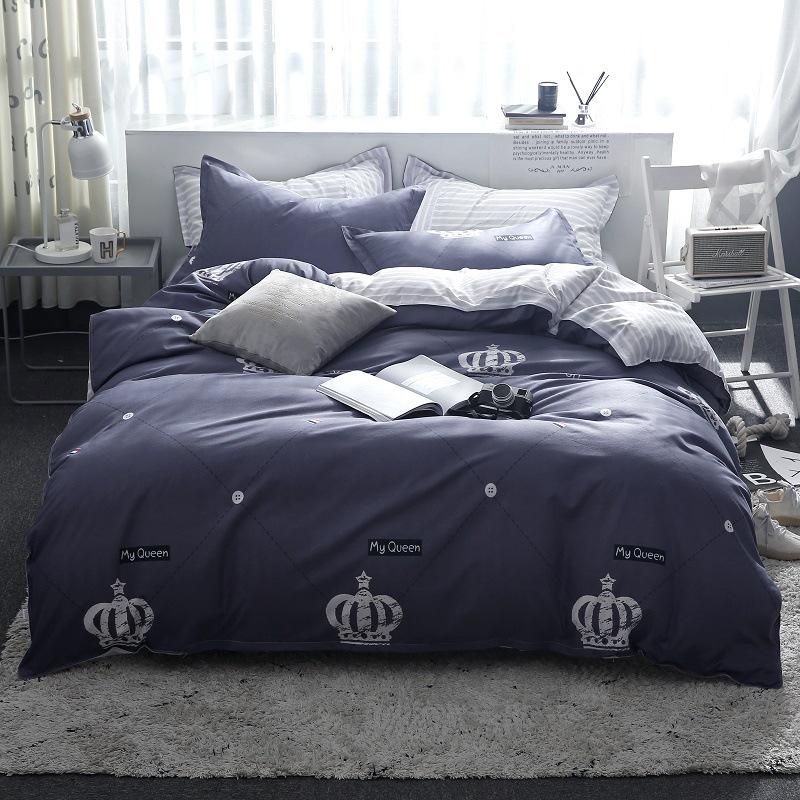 Washed Cotton Bedding Four-piece Set, Quilt Cover, Bed Sheet, Dormitory Three-piece Set