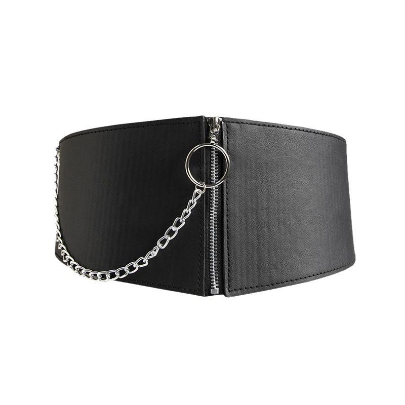 Adjustable Leather Chain Waist Belt with Snap Buttons for Young Fashion
