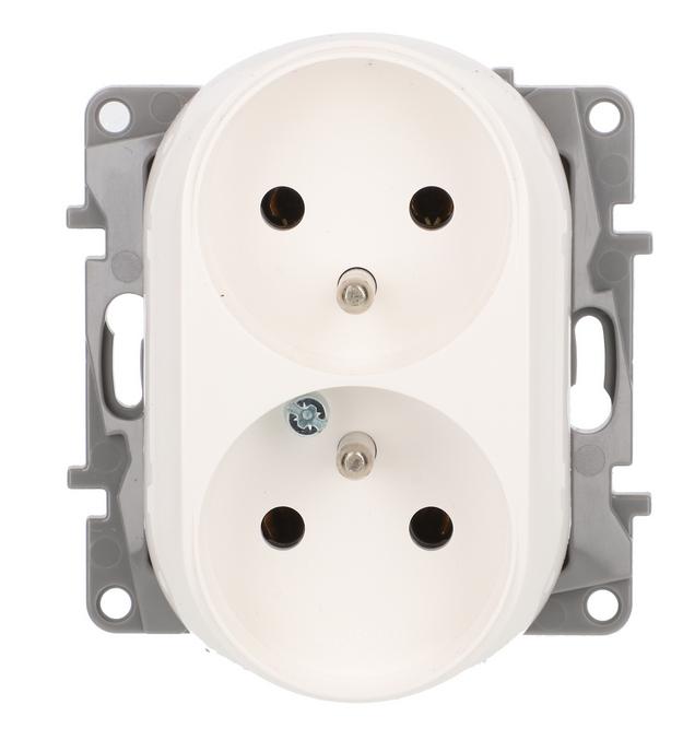 Niloe Double Socket Z/U 16A Without Shutters, Screw Terminals, White 764562