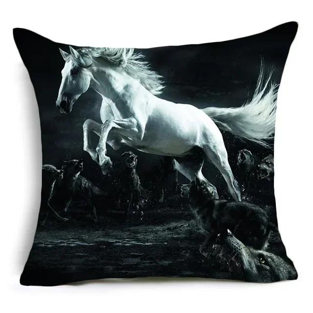 2023 New Horses Cotton Cushion Cover Steed Animal War Horses Home Decorative Pillow Cover for Sofa Car Nordic Pillowcase Vintage