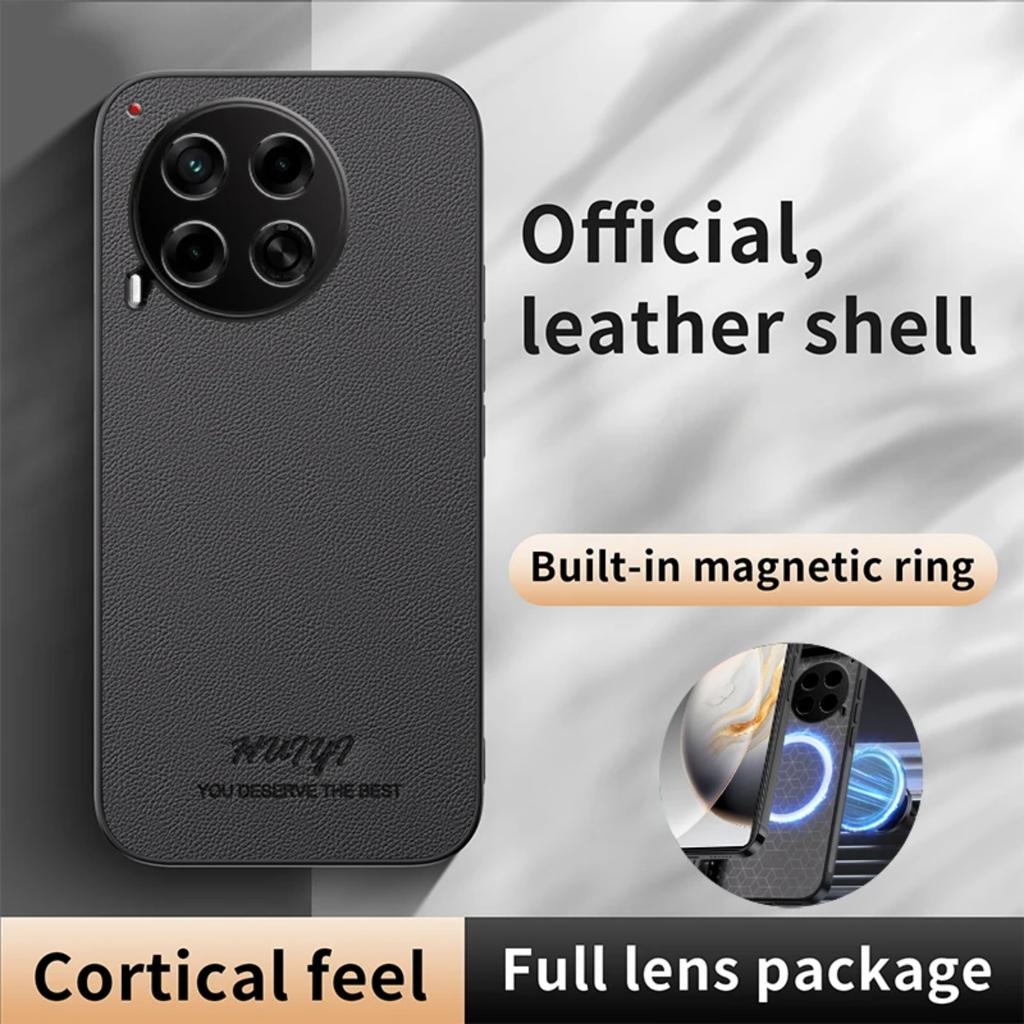 Leather Case for Tecno Camon 30 4G 5G Car Magnetic Holder Wireless Charging Silicone Hard Phone Cover TecnoCamon30 CL7 CL6 CL6k