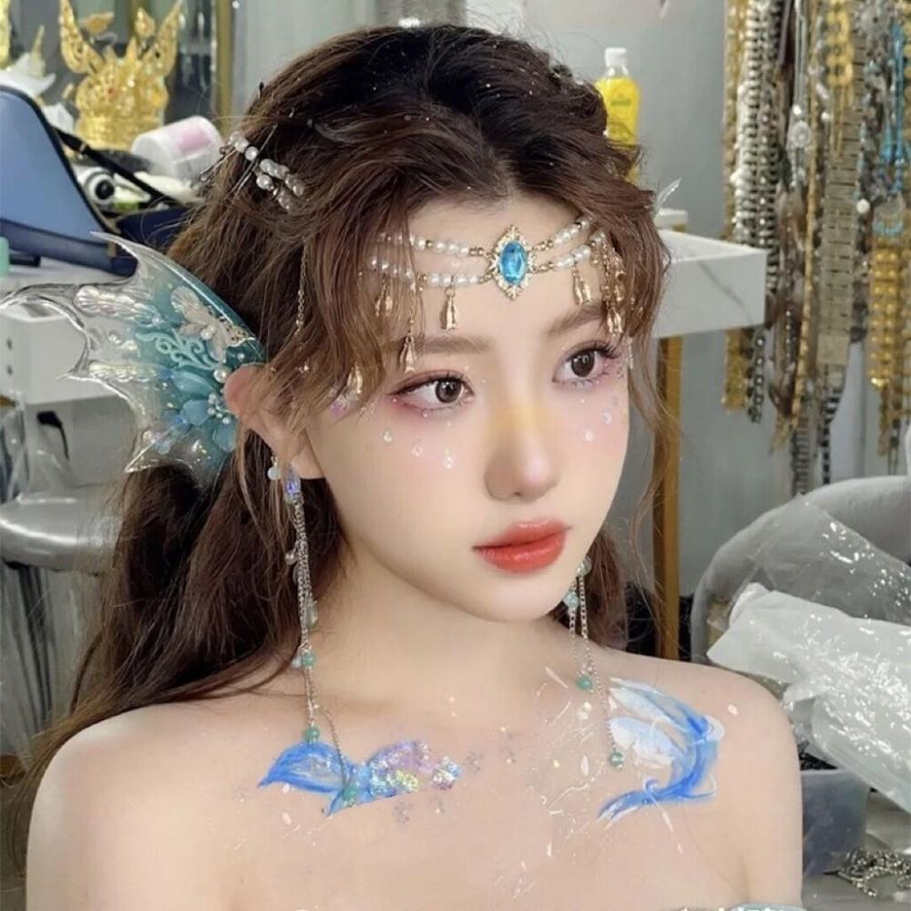 Double Layer Forehead Chain Vintage Luxury Ethnic Headwear Elegant Crystal Necklace  Women Jewelry