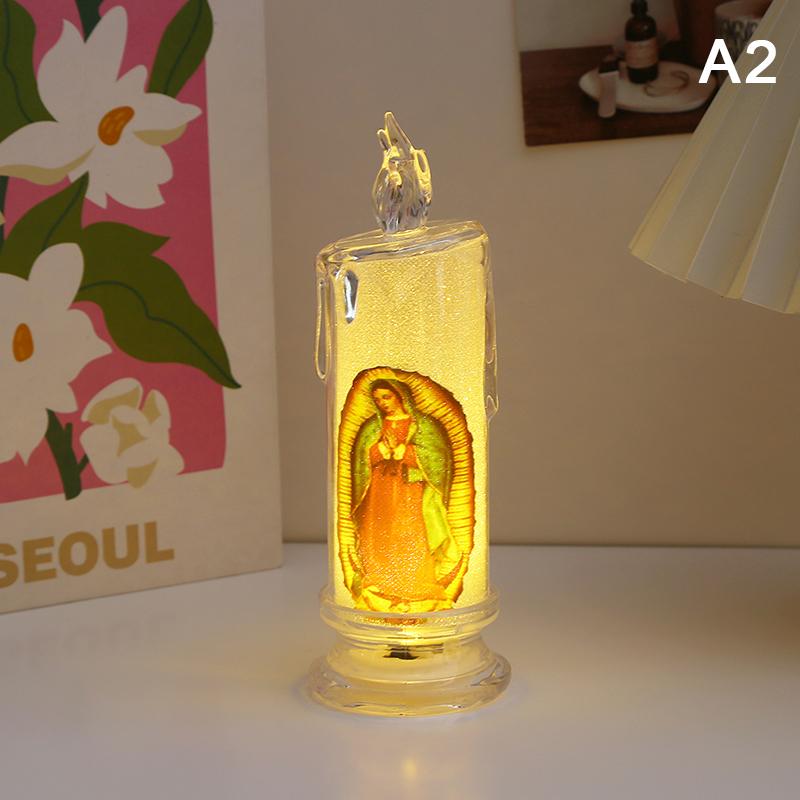 Jésus Vierge Christ Lampe Bougie LED Romantique Sans Flamme Bougie Chauffe-Plat Religieuse Veilleuse Ornement Décoratif de Bureau